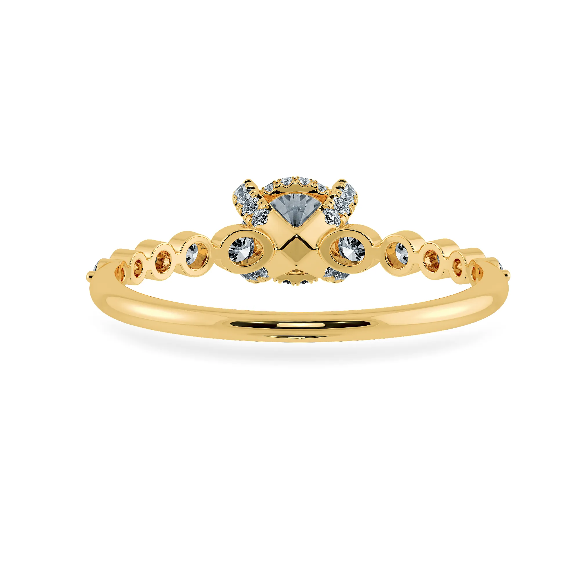 0.20cts. Solitaire Diamond Accents 18K Yellow Gold Ring JL AU 1202Y-C