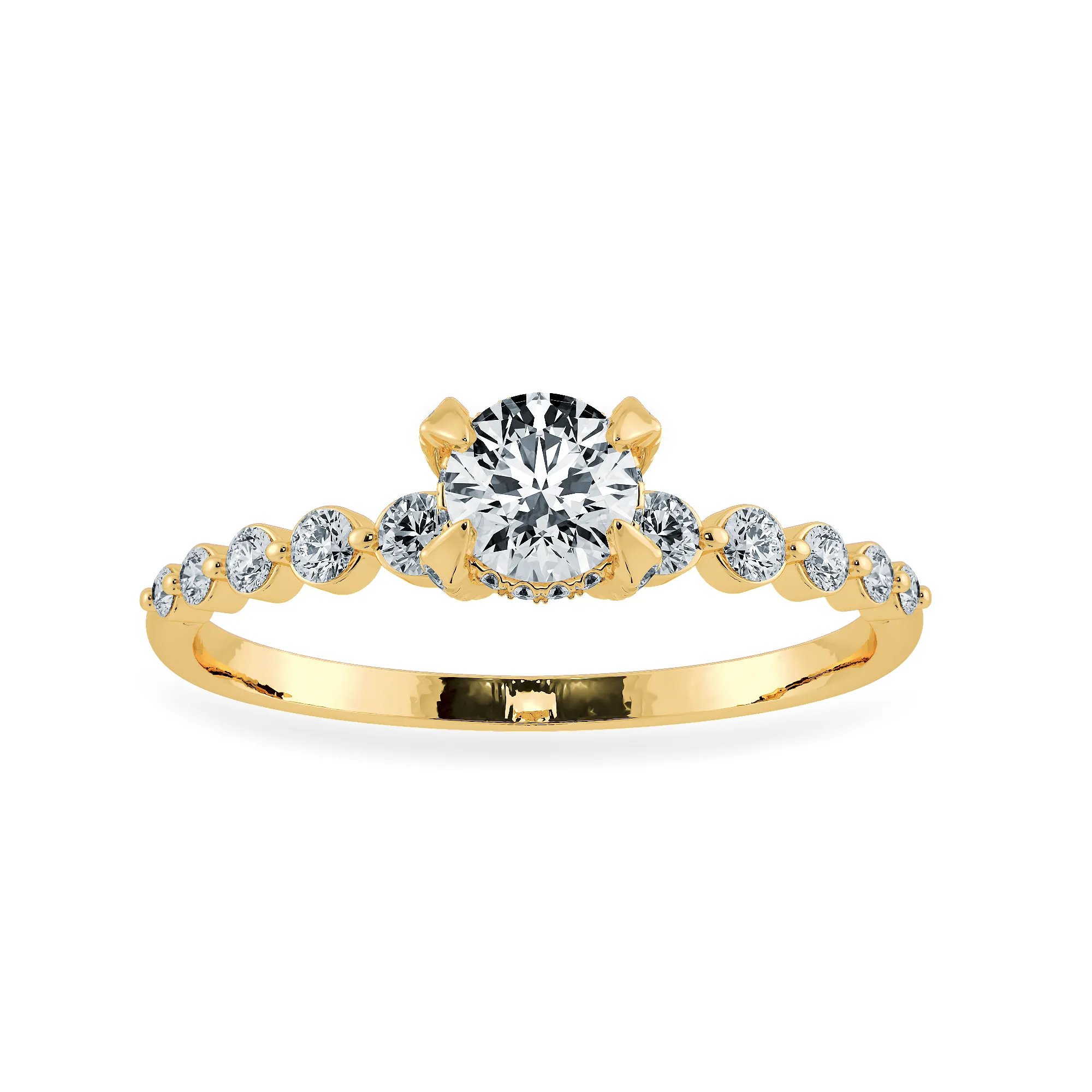 0.20cts. Solitaire Diamond Accents 18K Yellow Gold Ring JL AU 1202Y-C