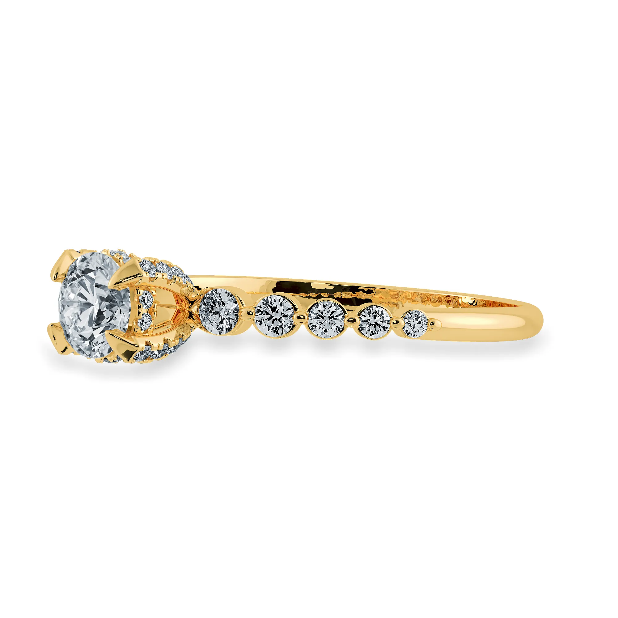 0.20cts. Solitaire Diamond Accents 18K Yellow Gold Ring JL AU 1202Y-C