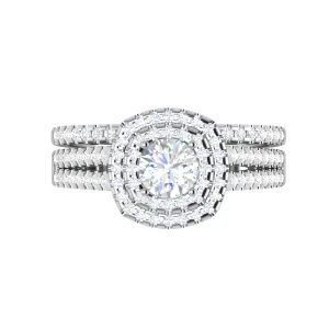 0.25 cts Solitaire Double Halo Diamond Split Shank Platinum Ring for Women JL PT RV RD 138