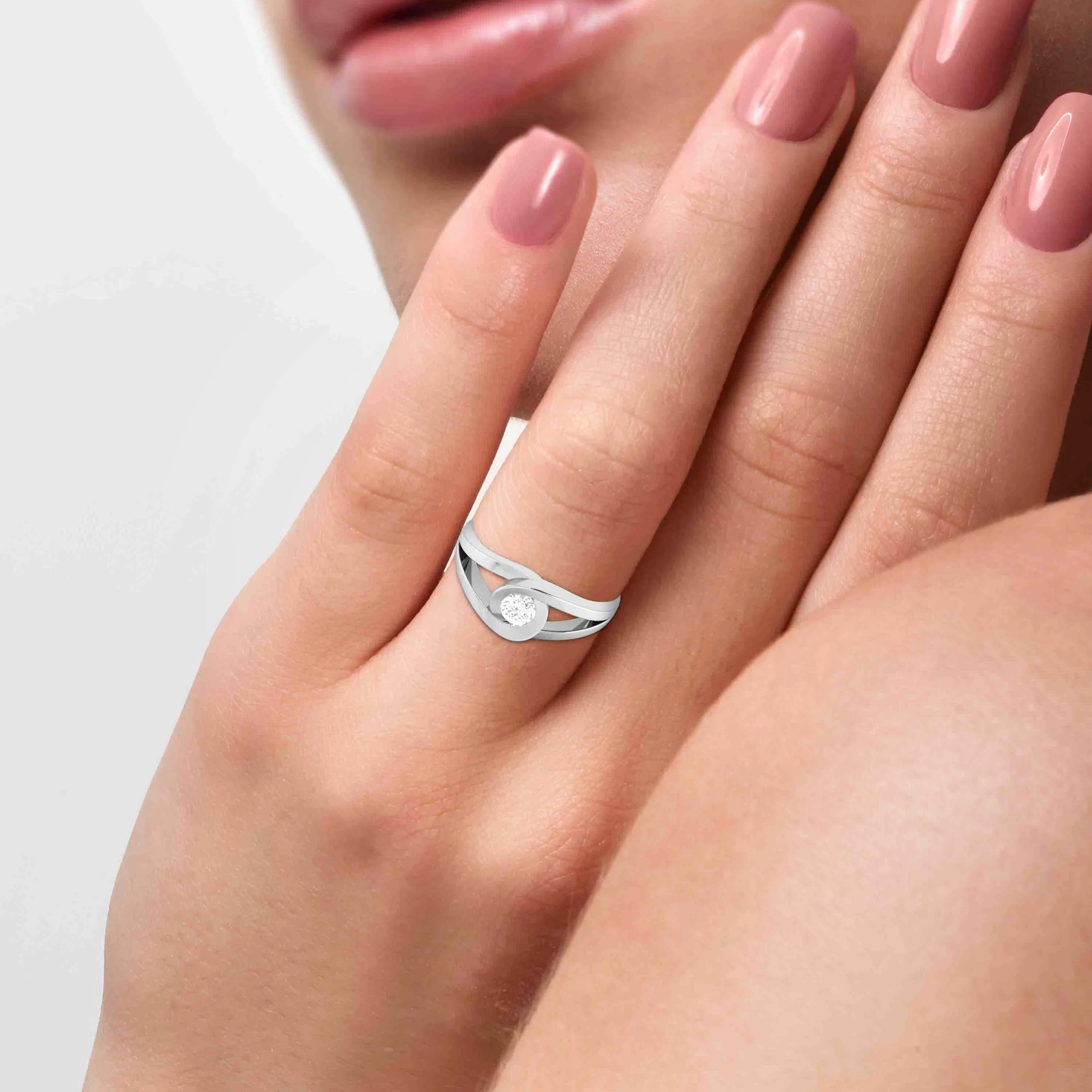 0.25cts. Solitaire Platinum Split Shank Engagement Ring for Women JL PT R-58