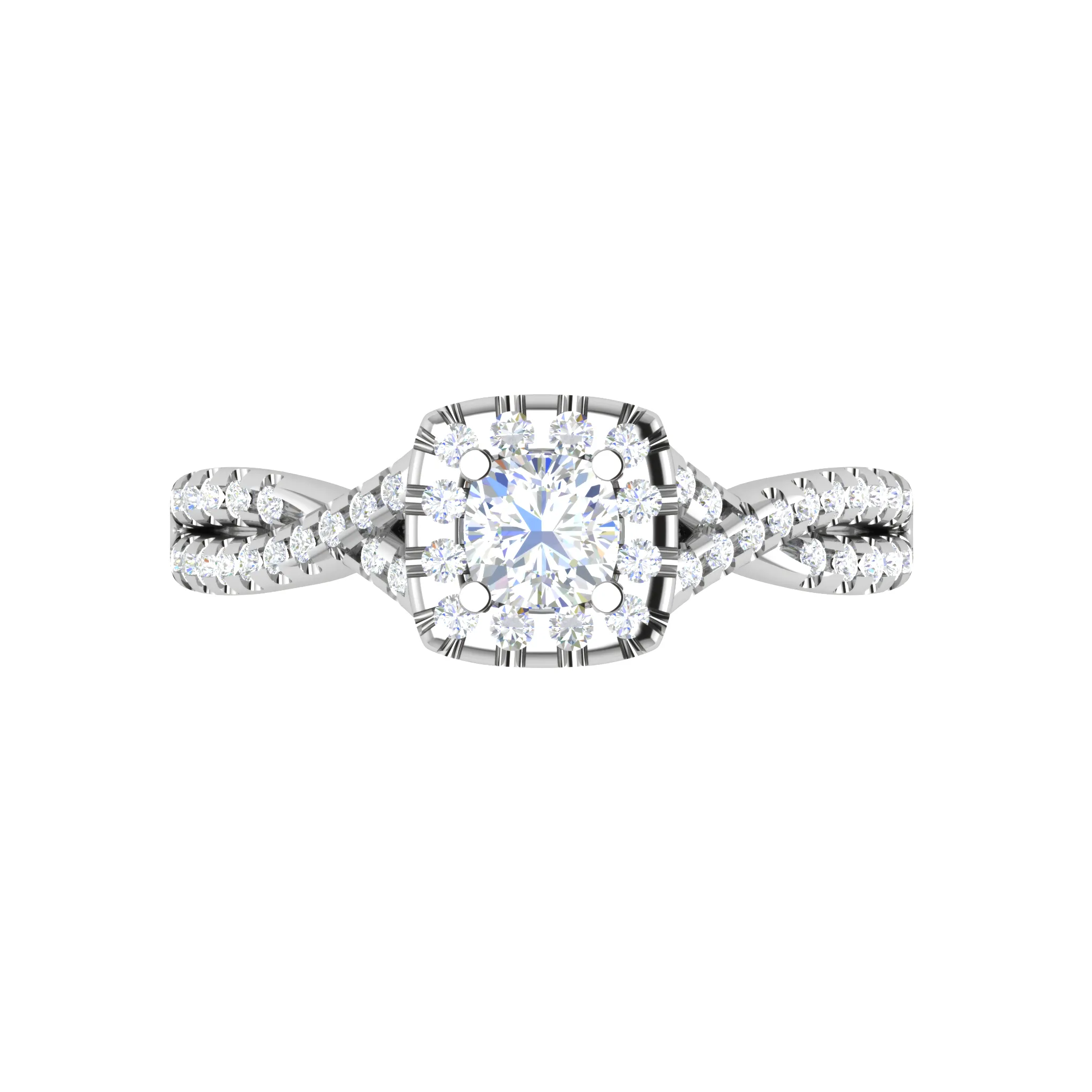 0.30 cts. Cushion Solitaire Halo Twisted Shank Platinum Ring JL PT JRW1547MM
