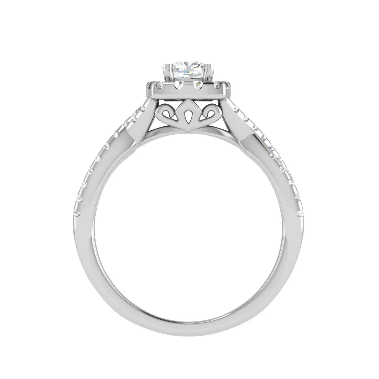 0.30 cts. Cushion Solitaire Halo Twisted Shank Platinum Ring JL PT JRW1547MM