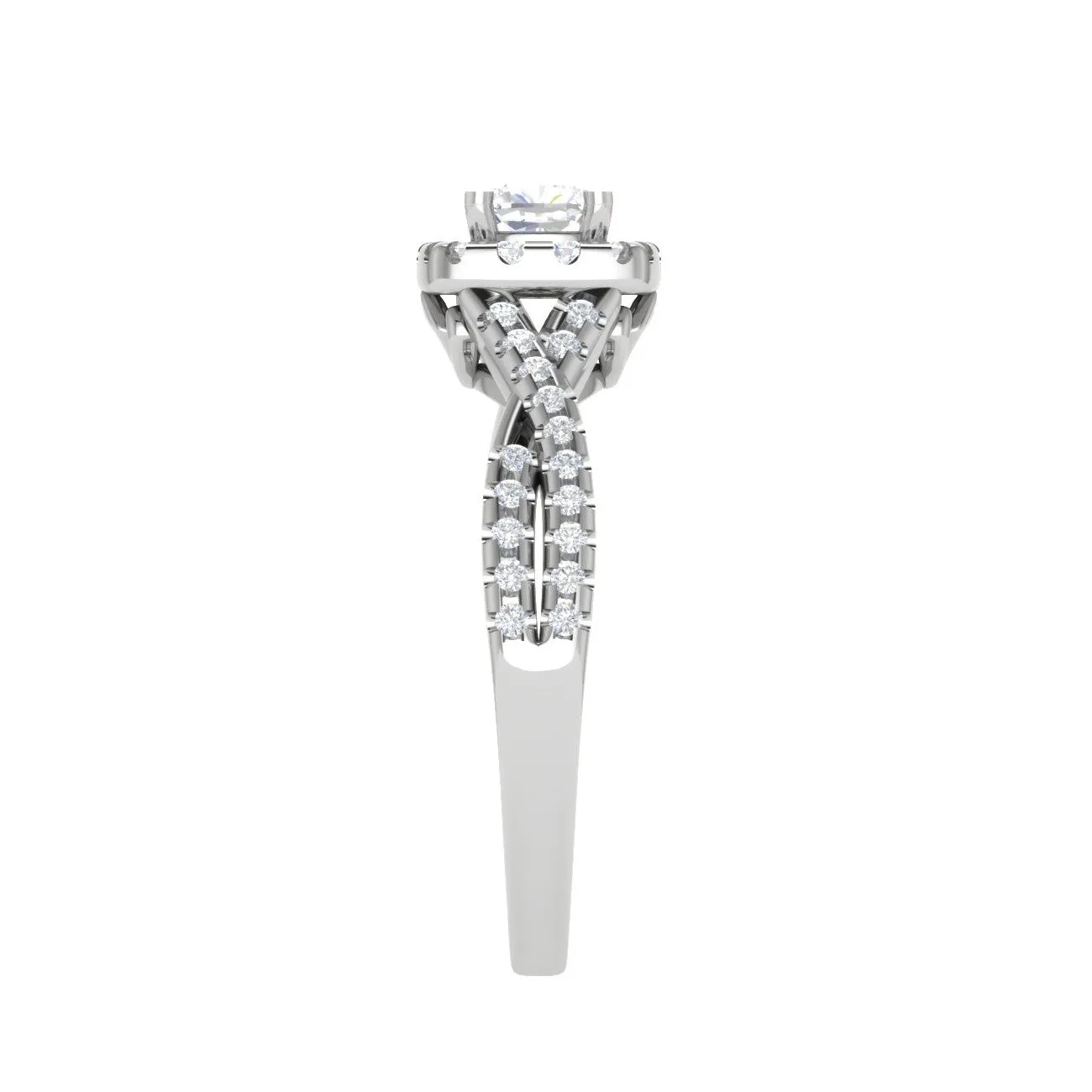 0.30 cts. Cushion Solitaire Halo Twisted Shank Platinum Ring JL PT JRW1547MM