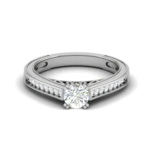 0.30 cts Solitaire Diamond Shank Platinum Ring for Women JL PT RV RD 112