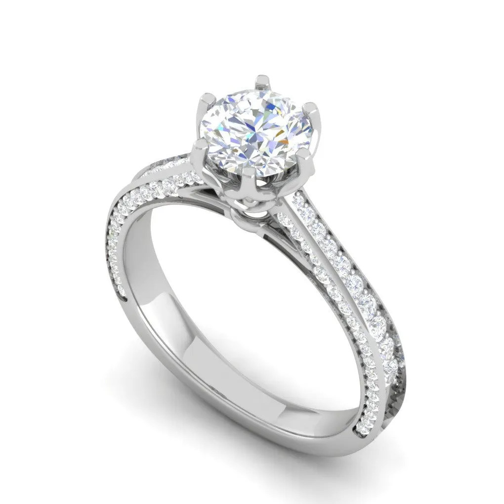 0.30 cts Solitaire Split Diamond Shank Platinum Ring for Women JL PT RV RD 109