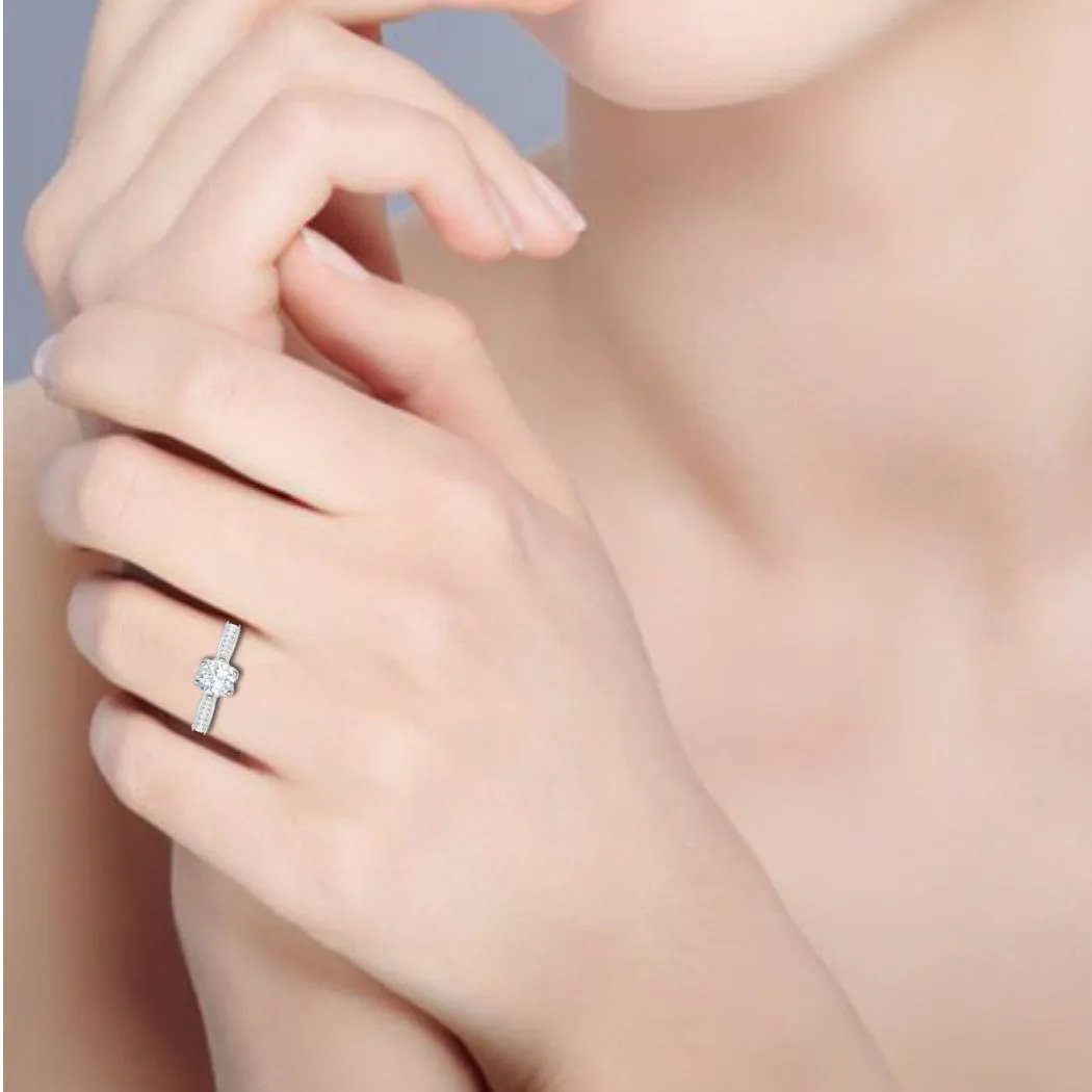 0.30 cts Solitaire Split Diamond Shank Platinum Ring for Women JL PT RV RD 109