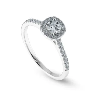 0.30cts. Cushion Cut Solitaire Diamond Halo Shank Platinum Engagement Ring JL PT 1195-B