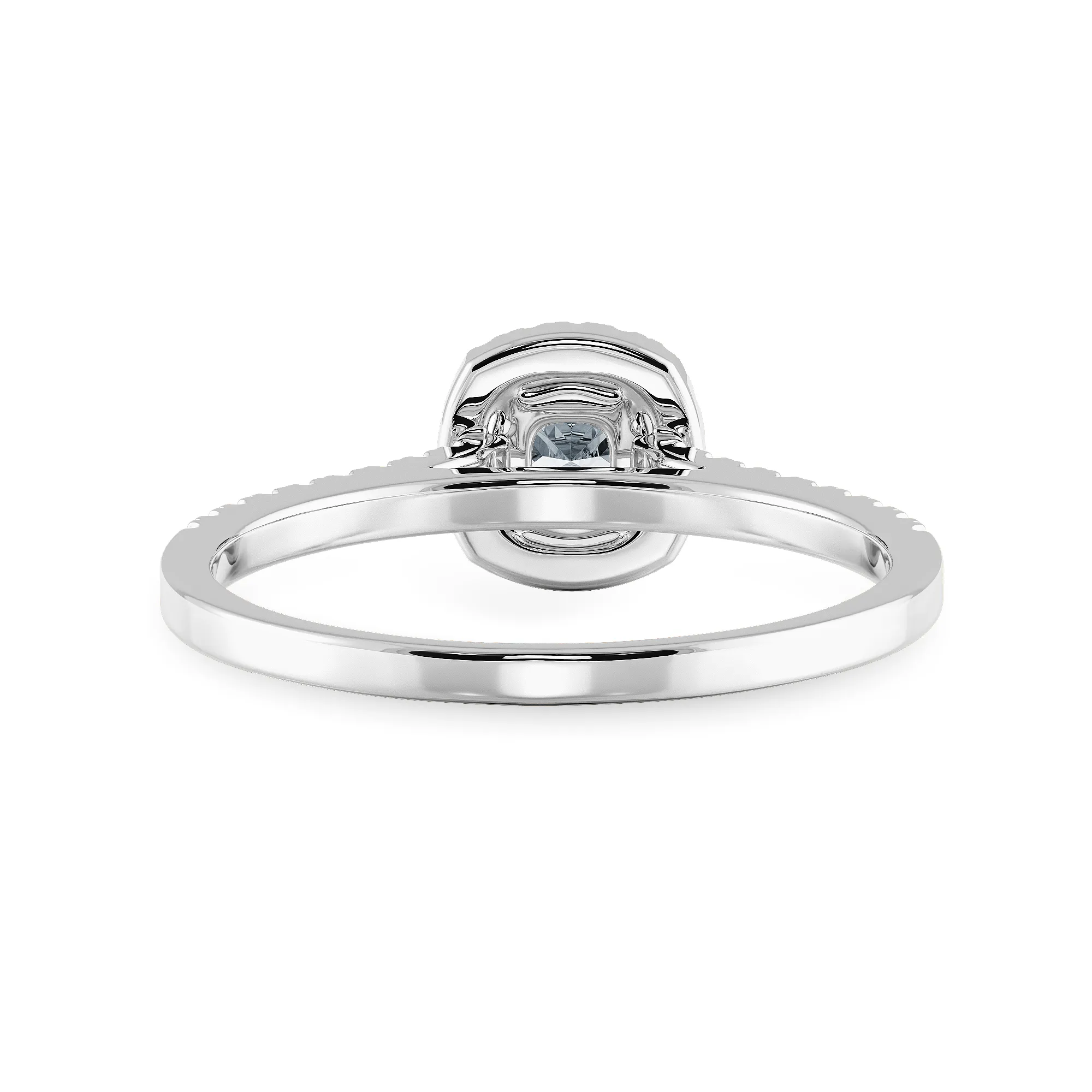 0.30cts. Cushion Cut Solitaire Diamond Halo Shank Platinum Engagement Ring JL PT 1195-B