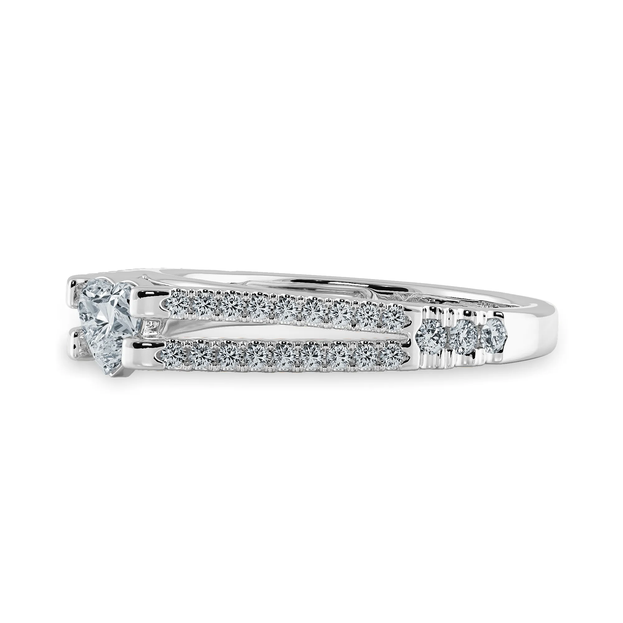 0.30cts Heart Cut Solitaire Diamond Split Shank Platinum Ring JL PT 1181