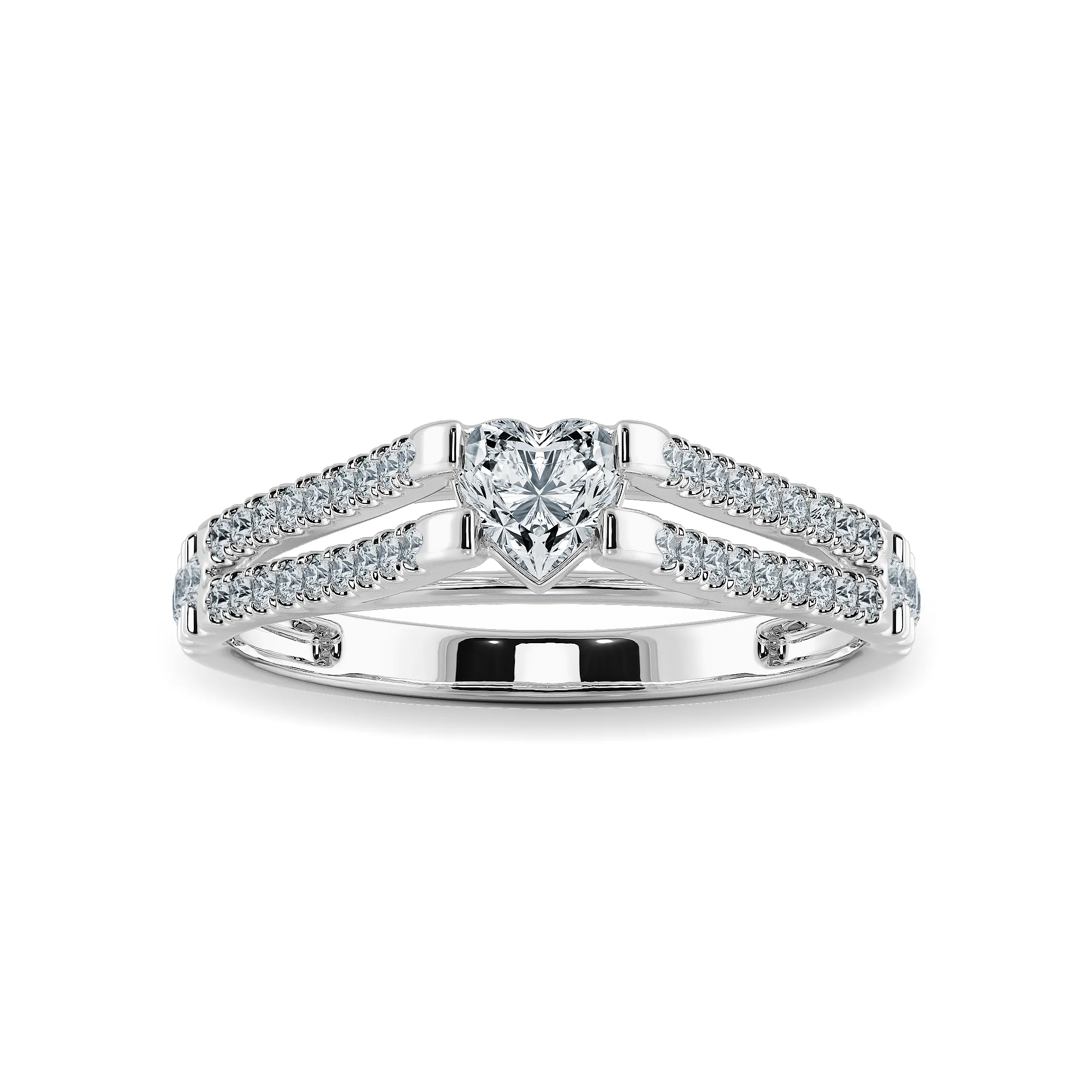 0.30cts Heart Cut Solitaire Diamond Split Shank Platinum Ring JL PT 1181