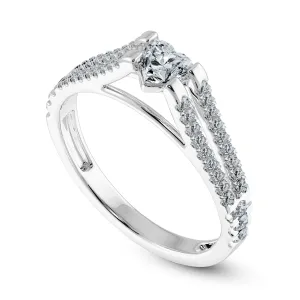 0.30cts Heart Cut Solitaire Diamond Split Shank Platinum Ring JL PT 1181