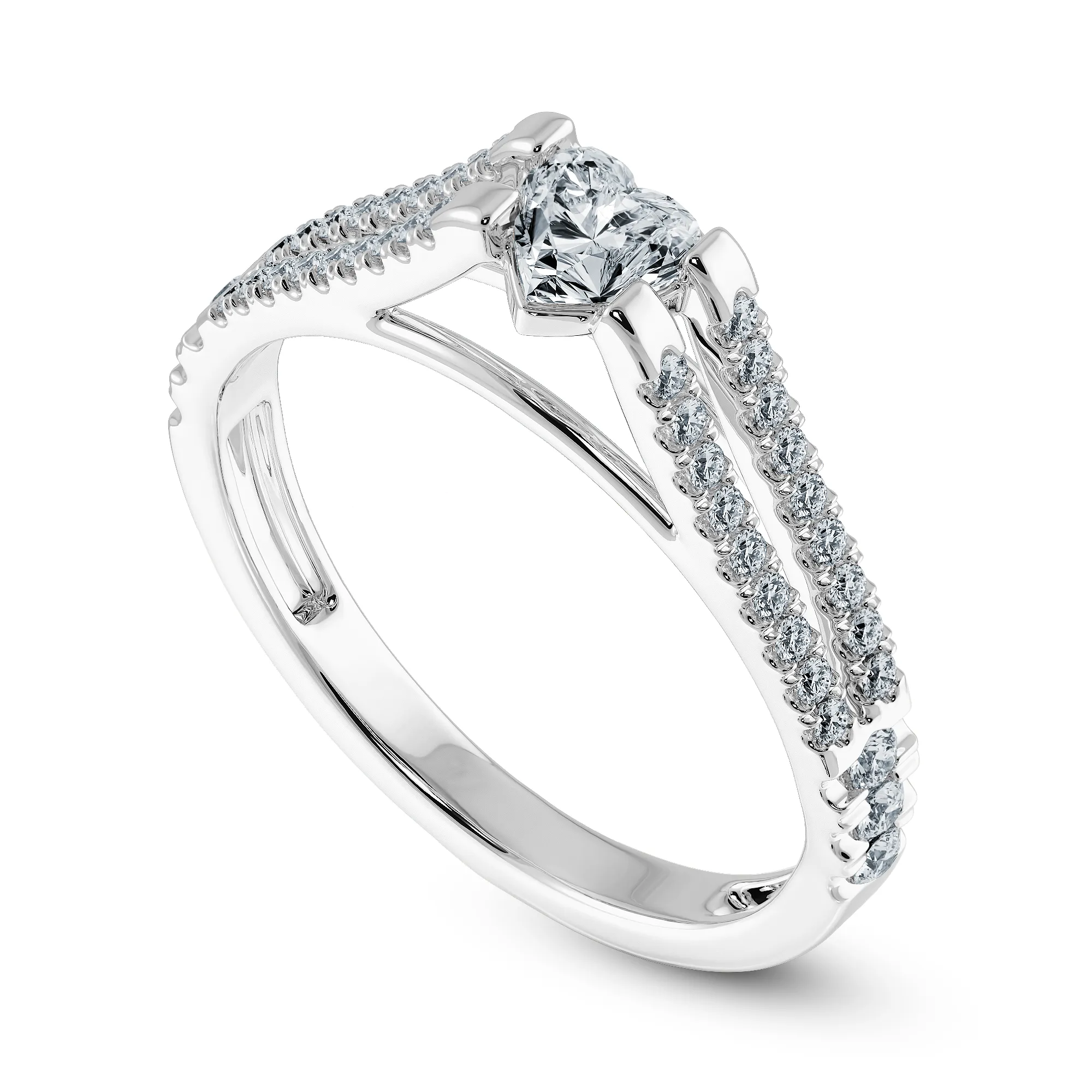 0.30cts Heart Cut Solitaire Diamond Split Shank Platinum Ring JL PT 1181