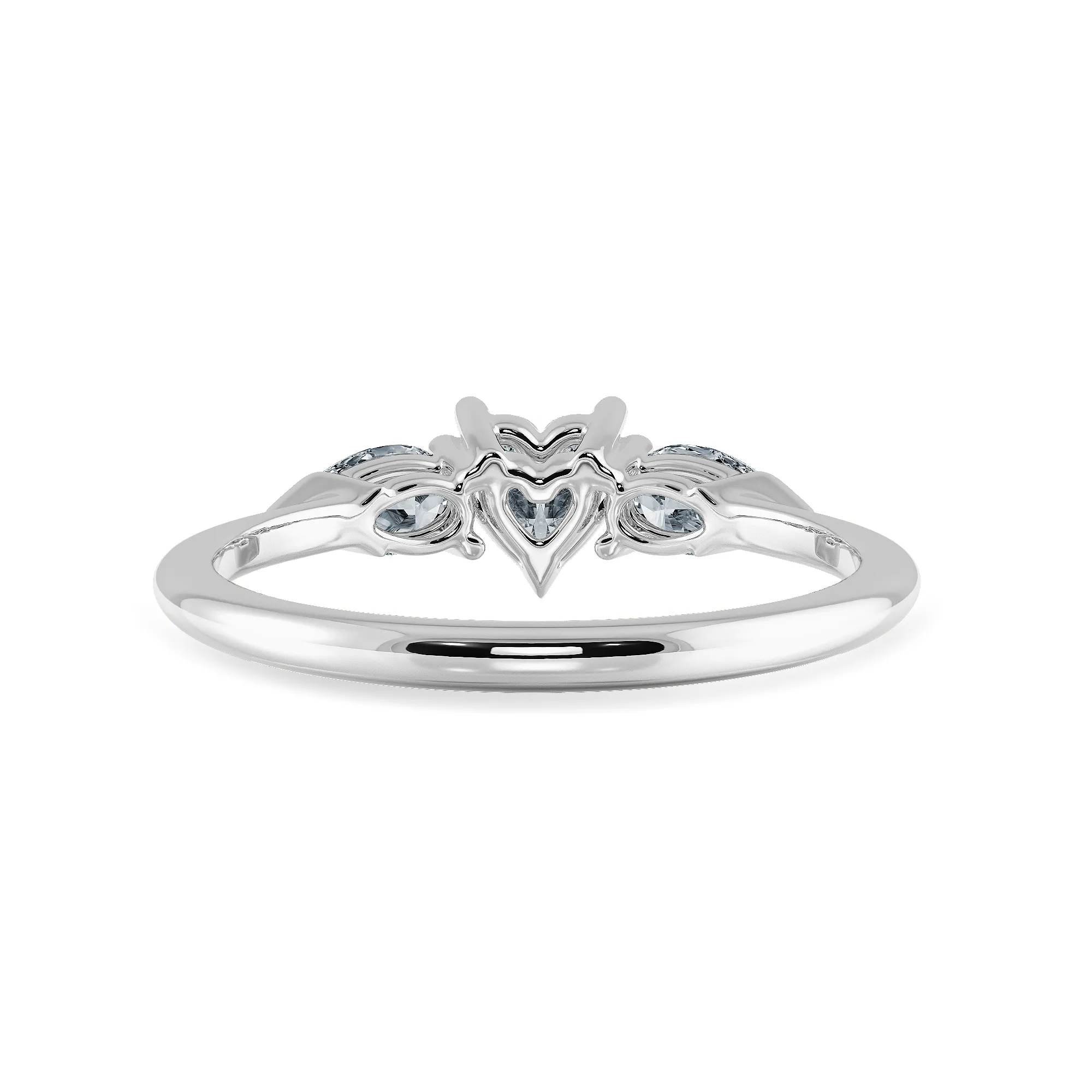 0.30cts Heart Cut Solitaire with Pear Cut Diamond Accents Platinum Ring JL PT 1205