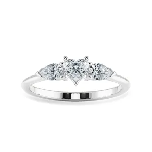 0.30cts Heart Cut Solitaire with Pear Cut Diamond Accents Platinum Ring JL PT 1205