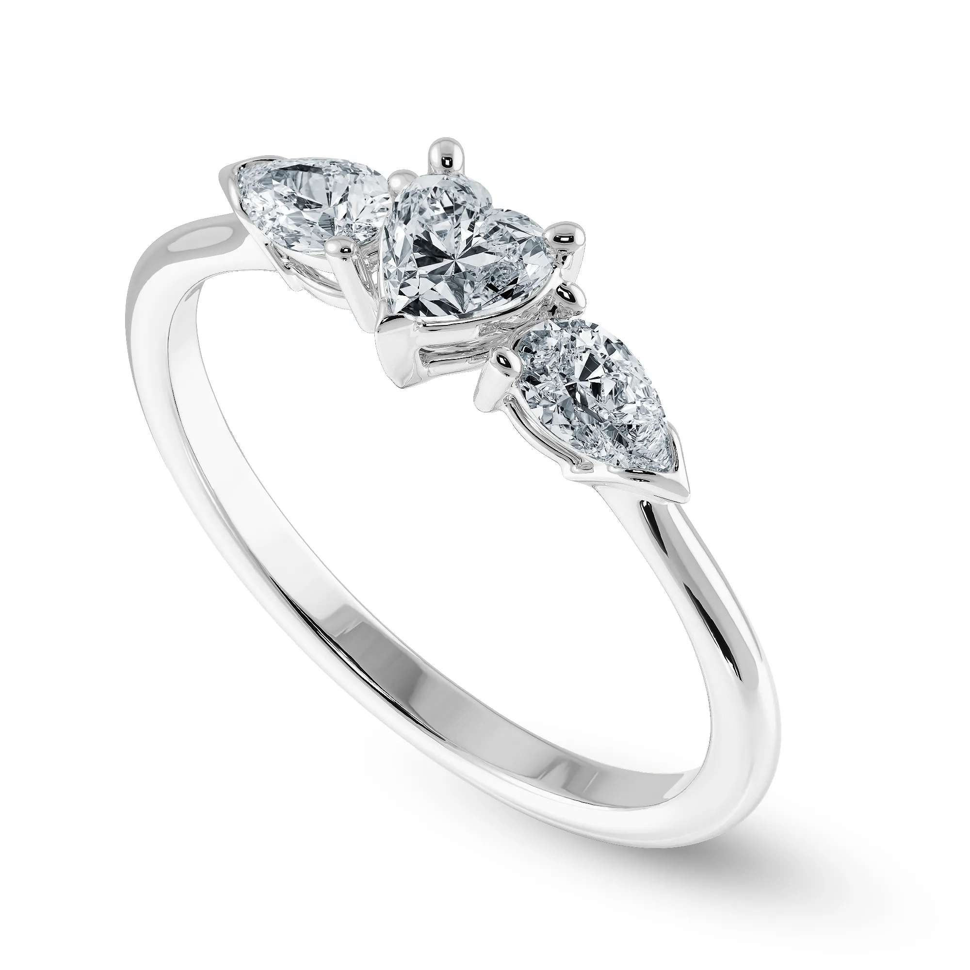 0.30cts Heart Cut Solitaire with Pear Cut Diamond Accents Platinum Ring JL PT 1205