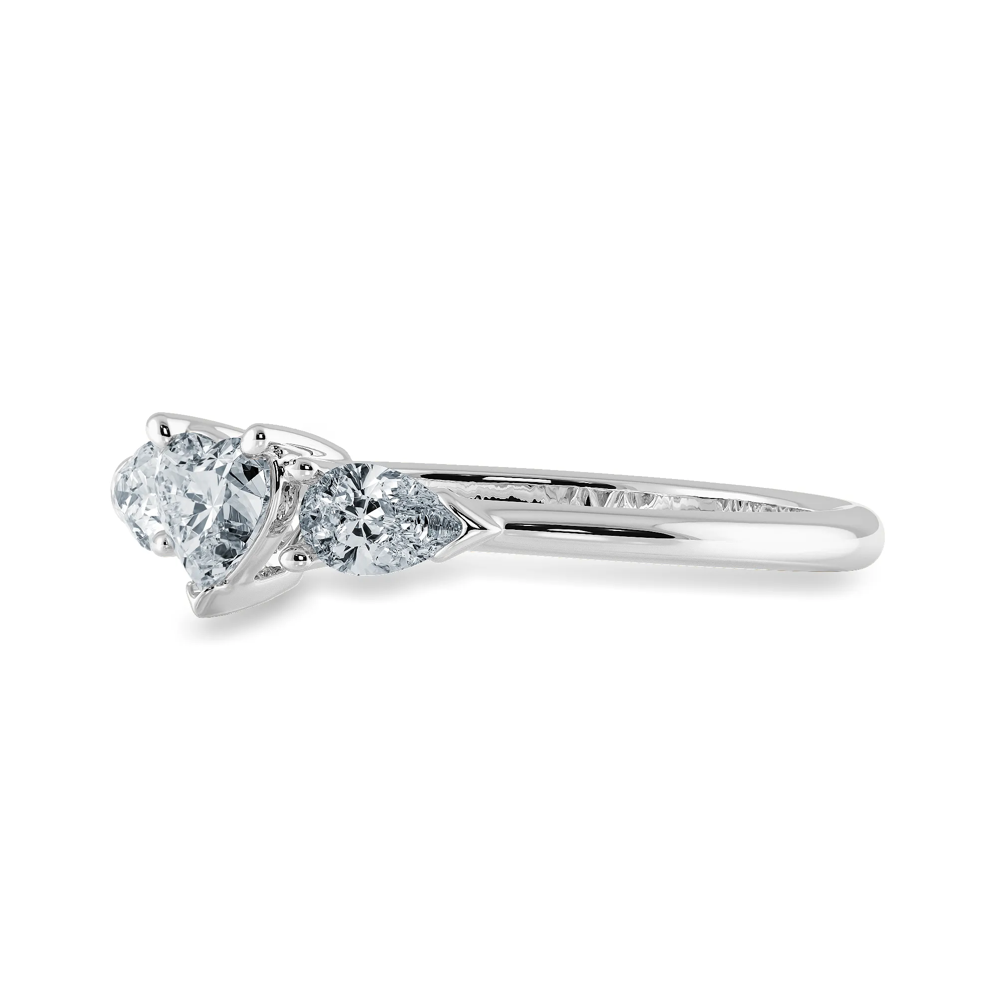 0.30cts Heart Cut Solitaire with Pear Cut Diamond Accents Platinum Ring JL PT 1205