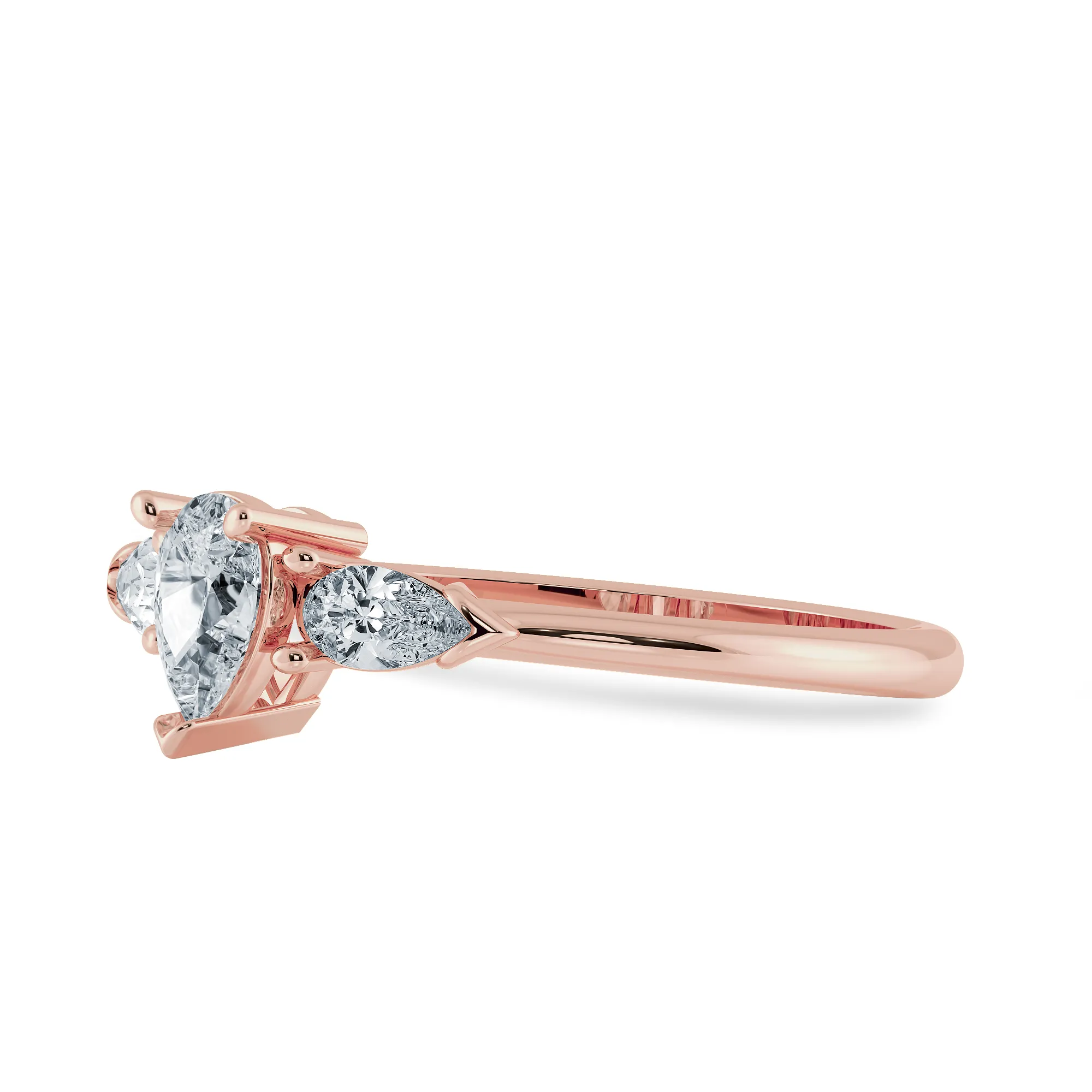 0.30cts. Pear Cut Solitaire Diamond Accents 18K Rose Gold Ring JL AU 1207R