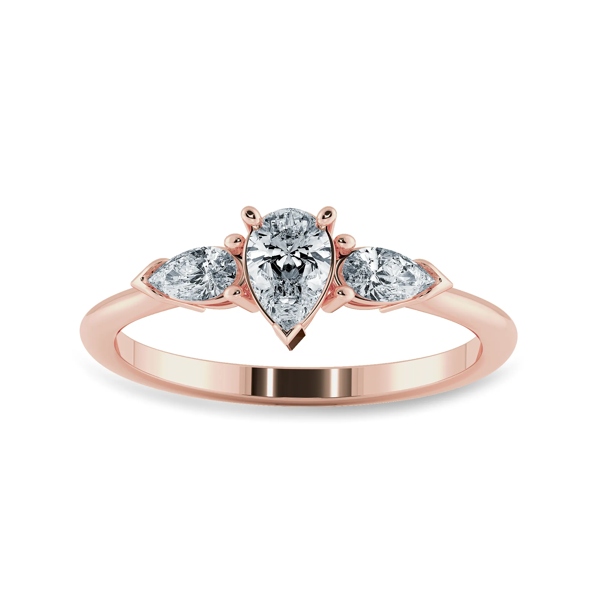 0.30cts. Pear Cut Solitaire Diamond Accents 18K Rose Gold Ring JL AU 1207R