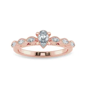 0.30cts. Pear Cut Solitaire with Marquise Cut Diamond Accents 18K Rose Gold Ring JL AU 2018R