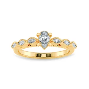 0.30cts. Pear Cut Solitaire with Marquise Cut Diamond Accents 18K Yellow Gold Ring JL AU 2018Y
