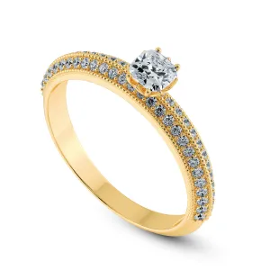 0.50cts. Cushion Cut Solitaire Diamond Split Shank 18K Yellow Gold Ring JL AU 1187Y-A