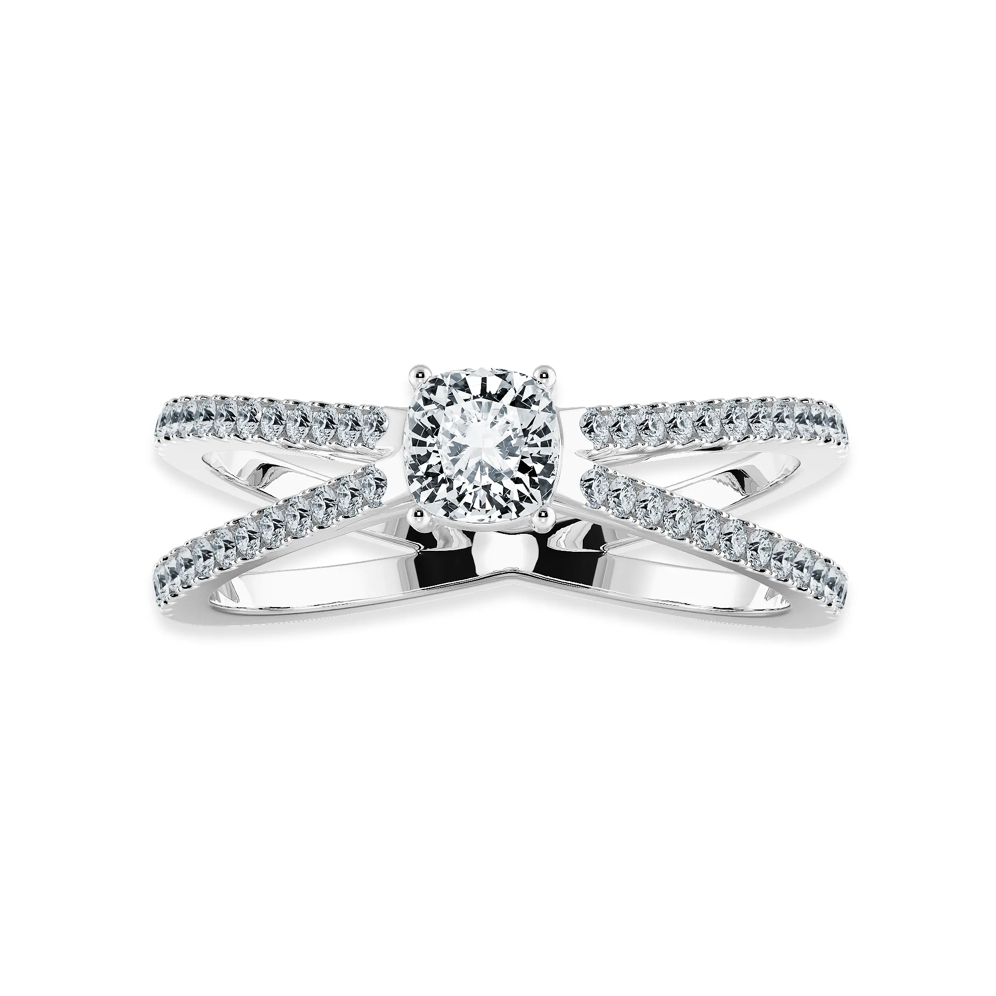 0.50cts. Cushion Cut Solitaire Diamond Split Shank Platinum Engagement Ring JL PT 1171-A
