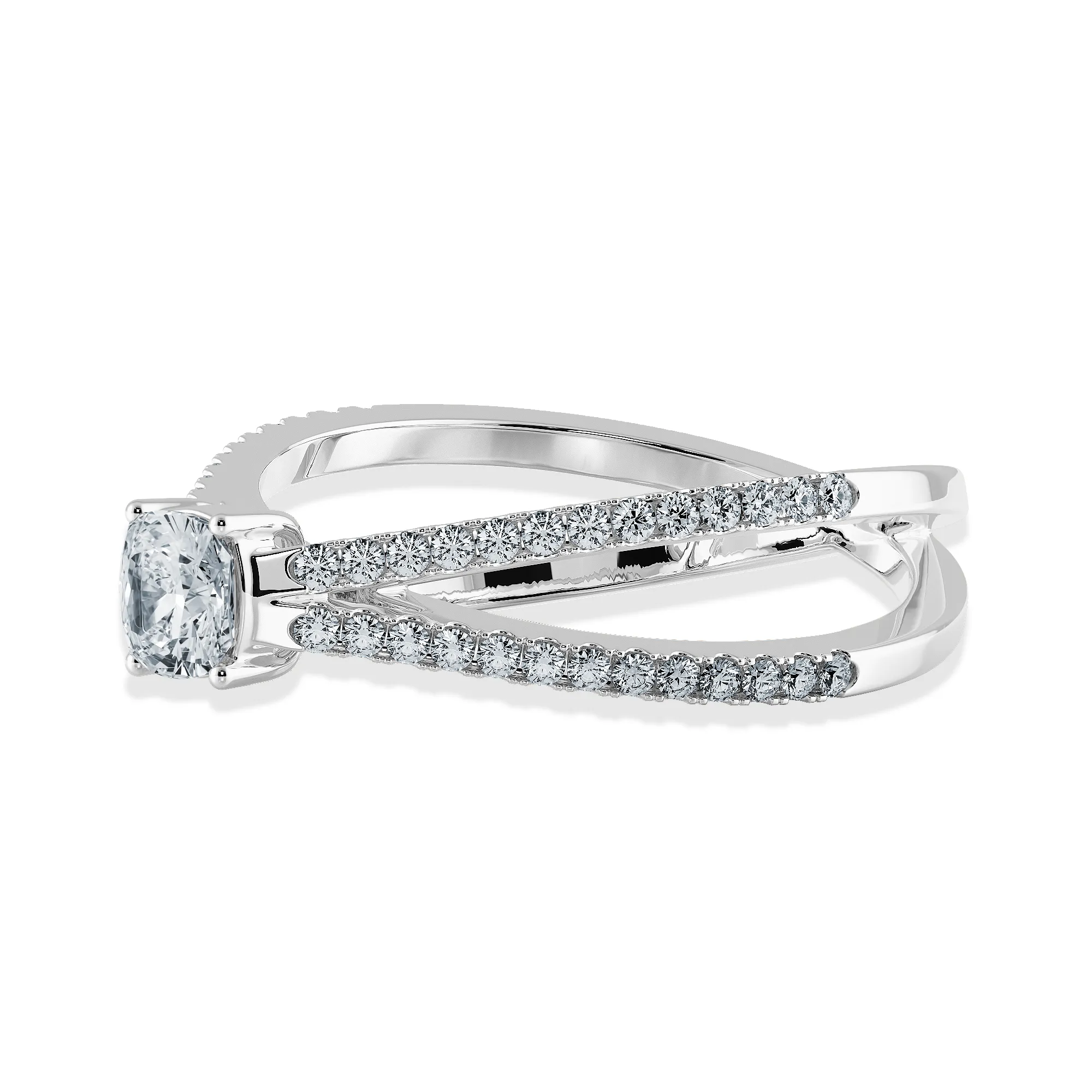 0.50cts. Cushion Cut Solitaire Diamond Split Shank Platinum Engagement Ring JL PT 1171-A
