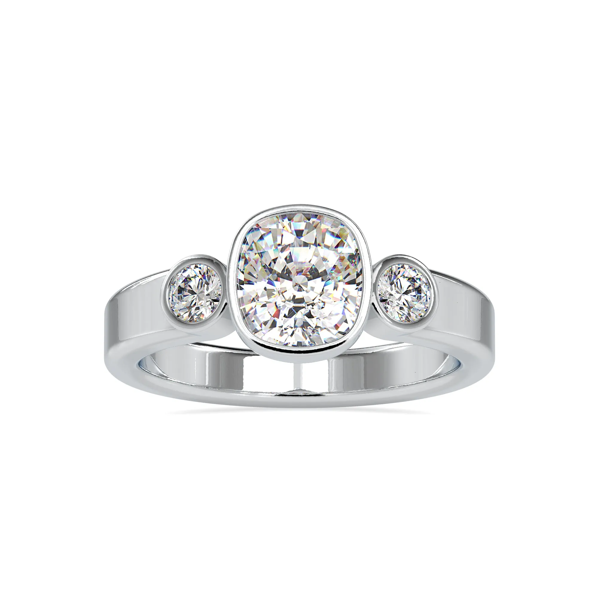 0.50cts. Cushion Cut Solitaire Platinum Diamond Engagement Ring JL PT 0098