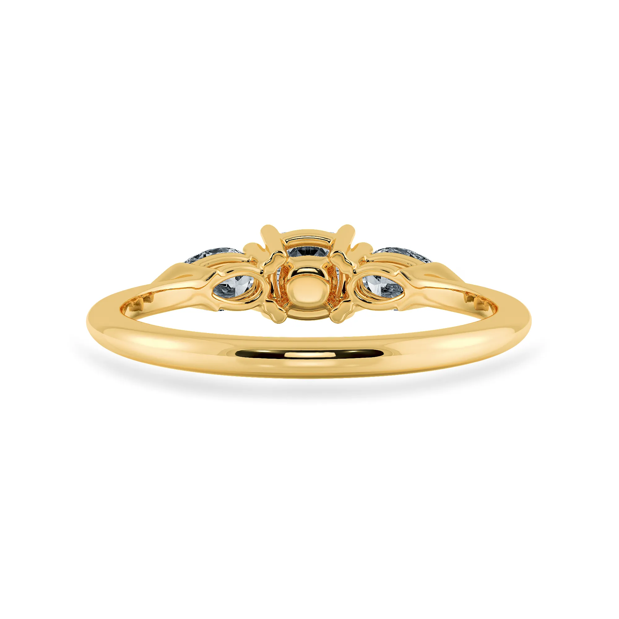 0.50cts. Cushion Cut Solitaire with Pear Cut Diamond Accents 18K Yellow Gold Ring JL AU 1203Y-A
