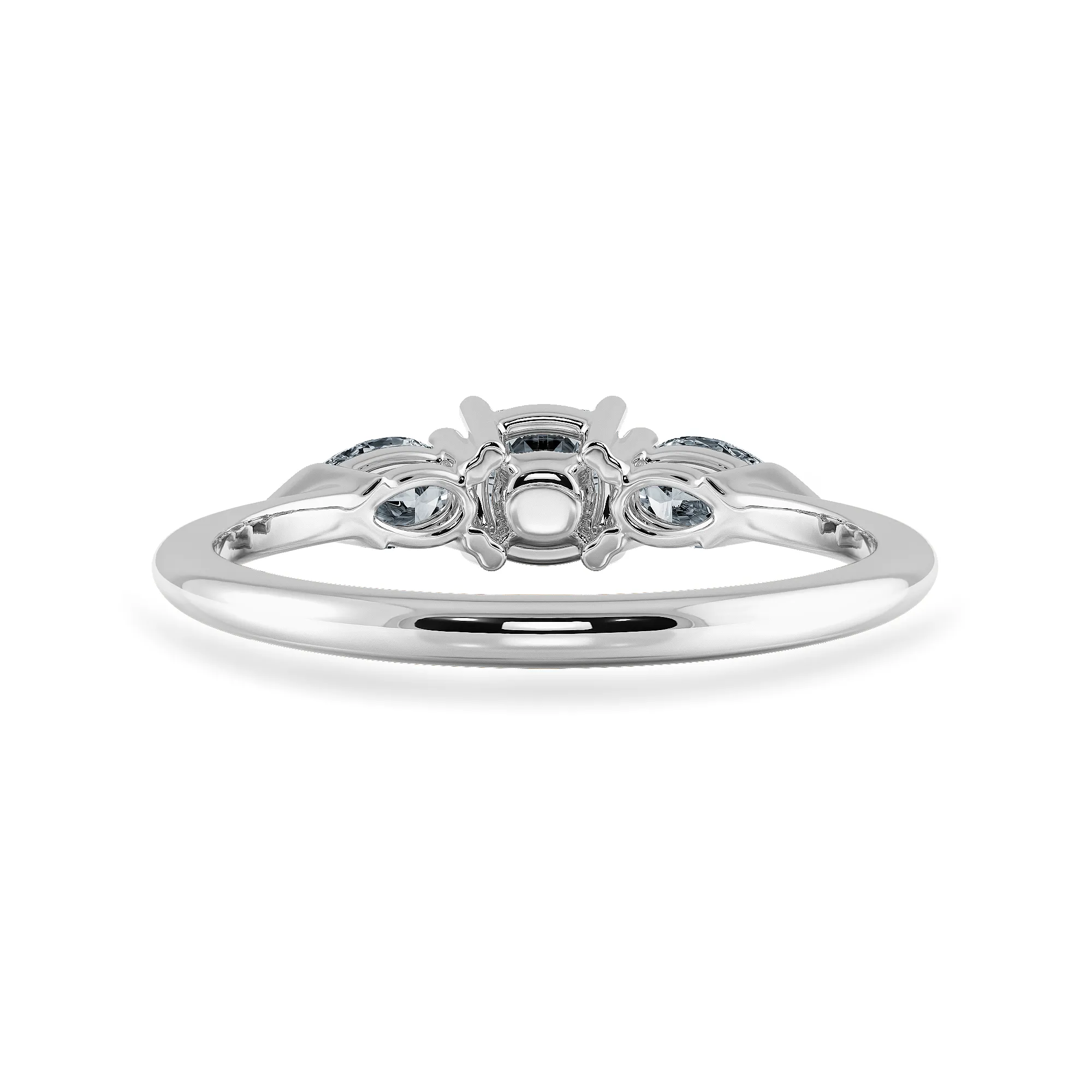 0.50cts. Cushion Cut Solitaire with Pear Cut Diamond Accents Platinum Engagement Ring JL PT 1203-A