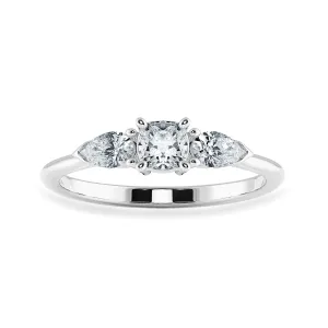 0.50cts. Cushion Cut Solitaire with Pear Cut Diamond Accents Platinum Engagement Ring JL PT 1203-A