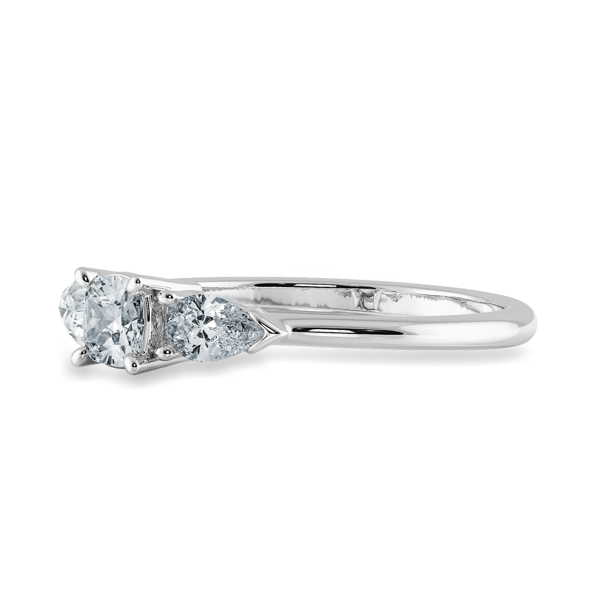 0.50cts. Cushion Cut Solitaire with Pear Cut Diamond Accents Platinum Engagement Ring JL PT 1203-A