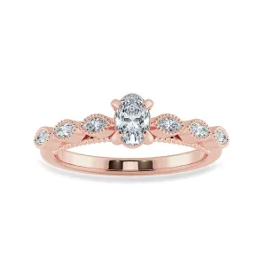 0.50cts. Oval Cut Solitaire with Marquise Cut Diamond Accents 18K Rose Gold Ring JL AU 2017R-A