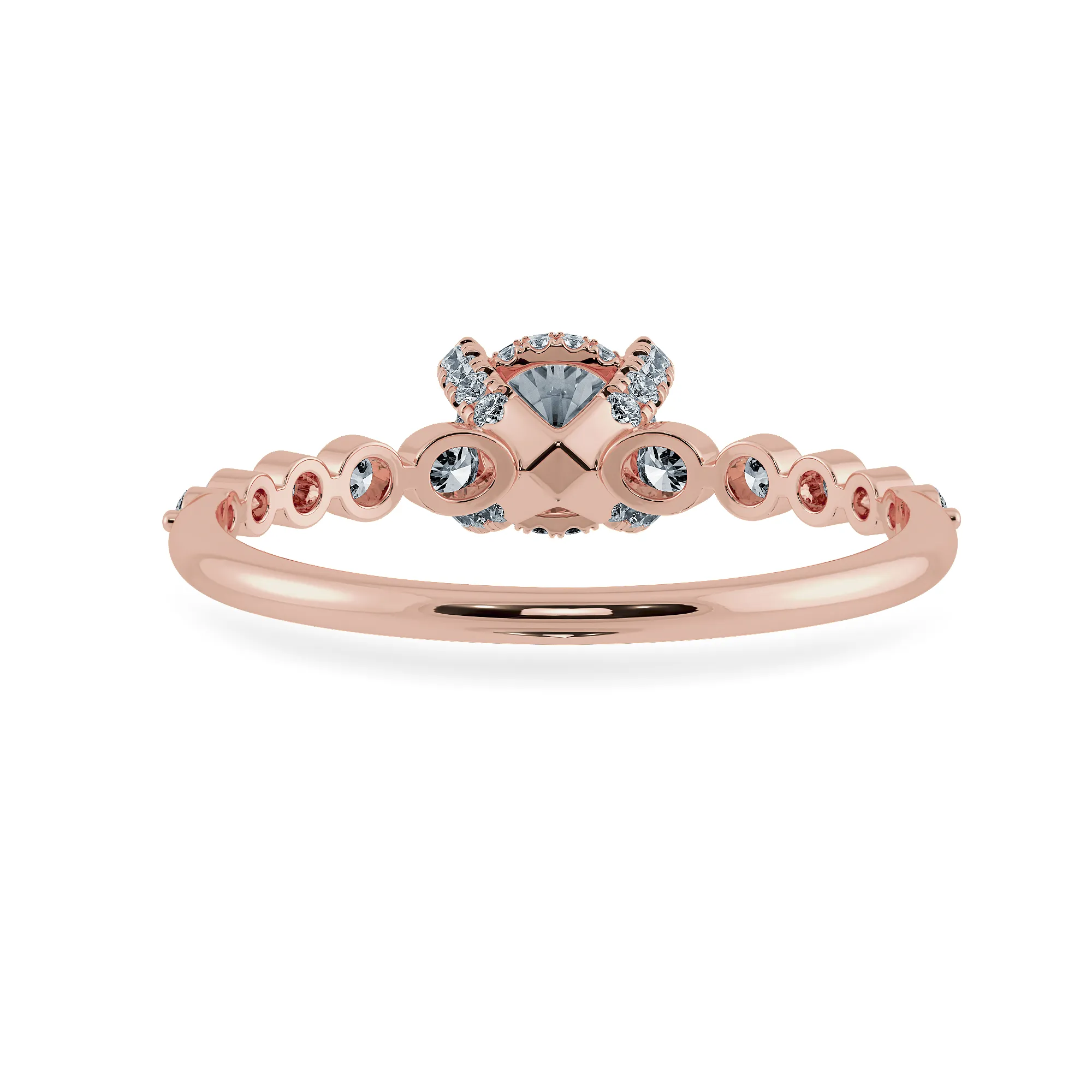 0.50cts. Solitaire Diamond Accents 18K Rose Gold Ring JL AU 1202R-A
