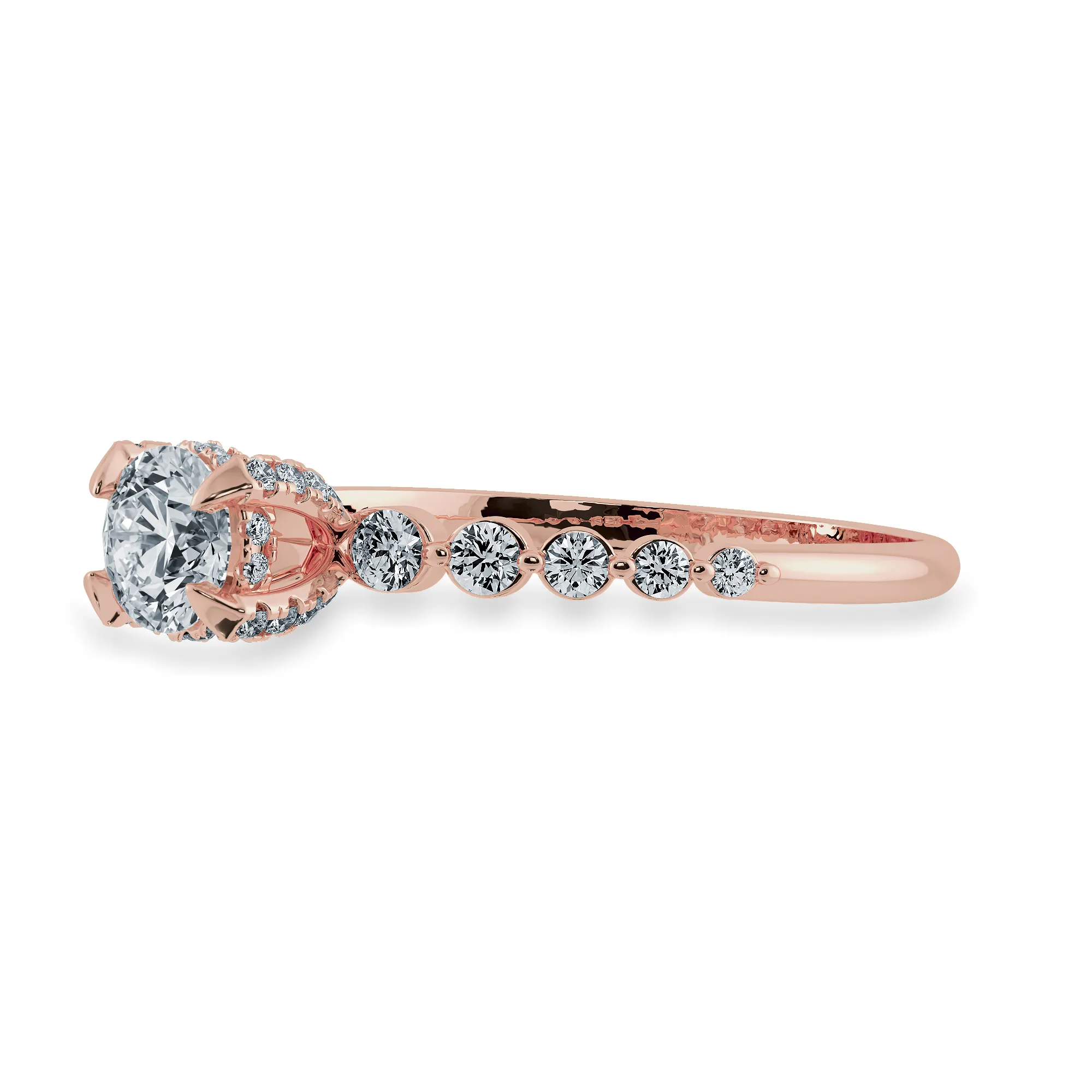 0.50cts. Solitaire Diamond Accents 18K Rose Gold Ring JL AU 1202R-A