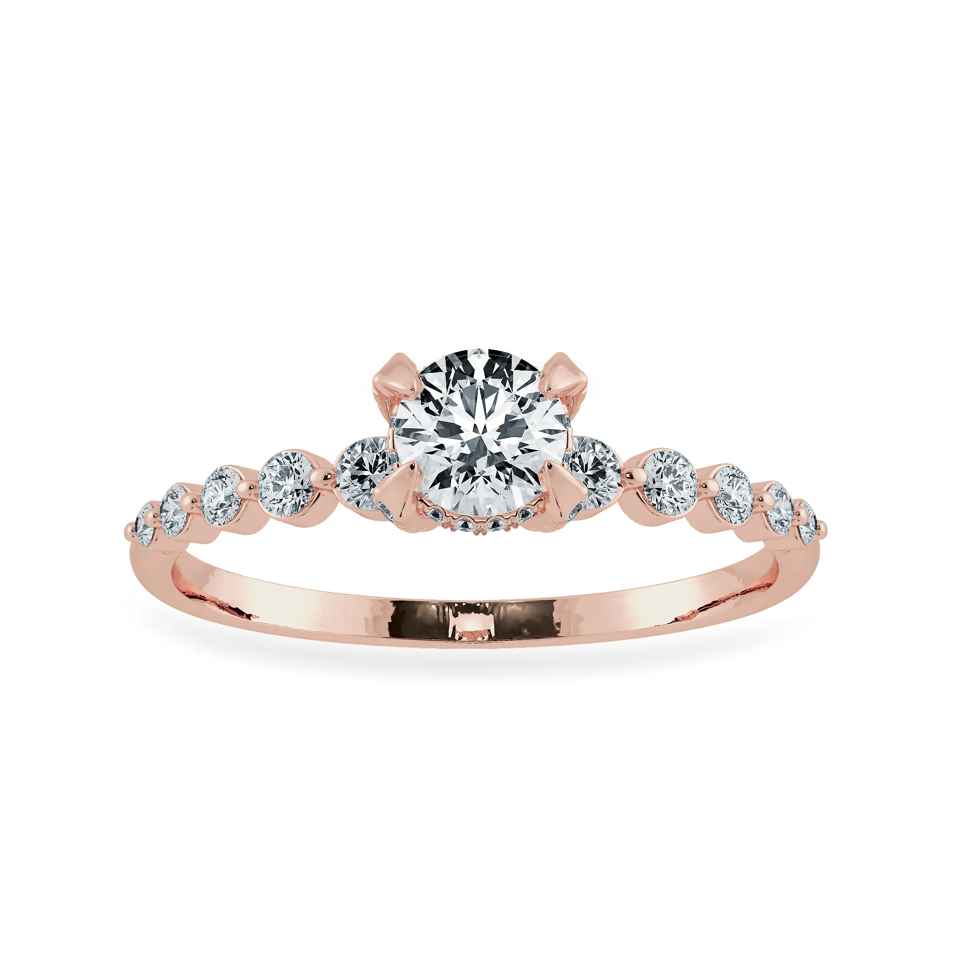 0.50cts. Solitaire Diamond Accents 18K Rose Gold Ring JL AU 1202R-A