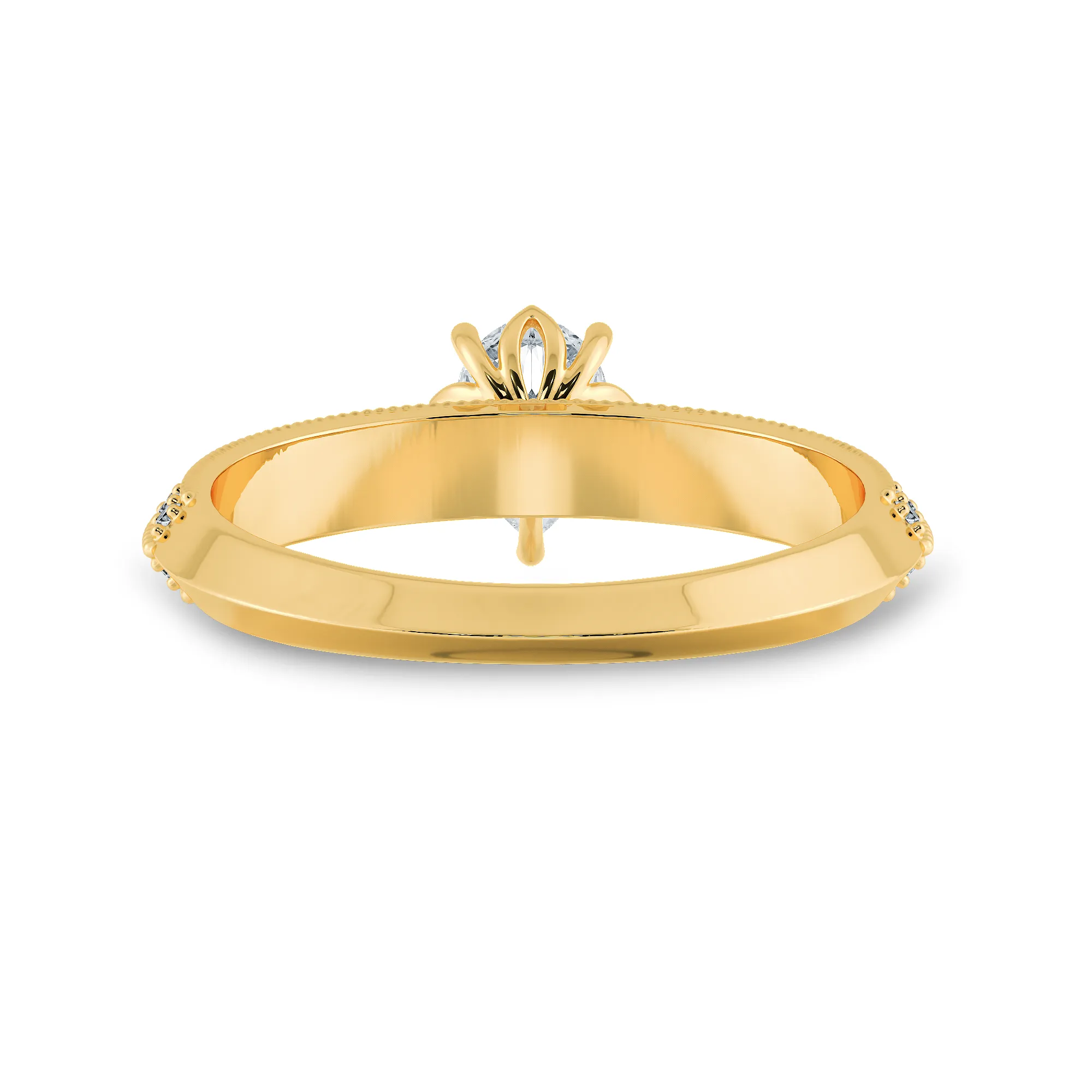 0.50ts. Pear Cut Solitaire Diamond Split Shank 18K Yellow Gold Ring JL AU 1191Y-A
