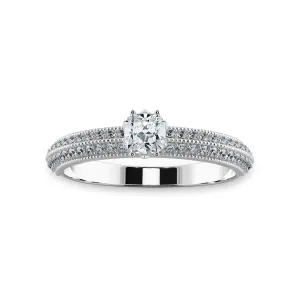 0.70cts. Cushion Cut Solitaire Diamond Split Shank Platinum Engagement Ring JL PT 1187-B