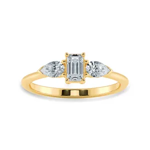 0.70cts. Emerald Cut Solitaire with Pear Cut Diamond Accents 18K Yellow Gold Ring JL AU 1204Y-B