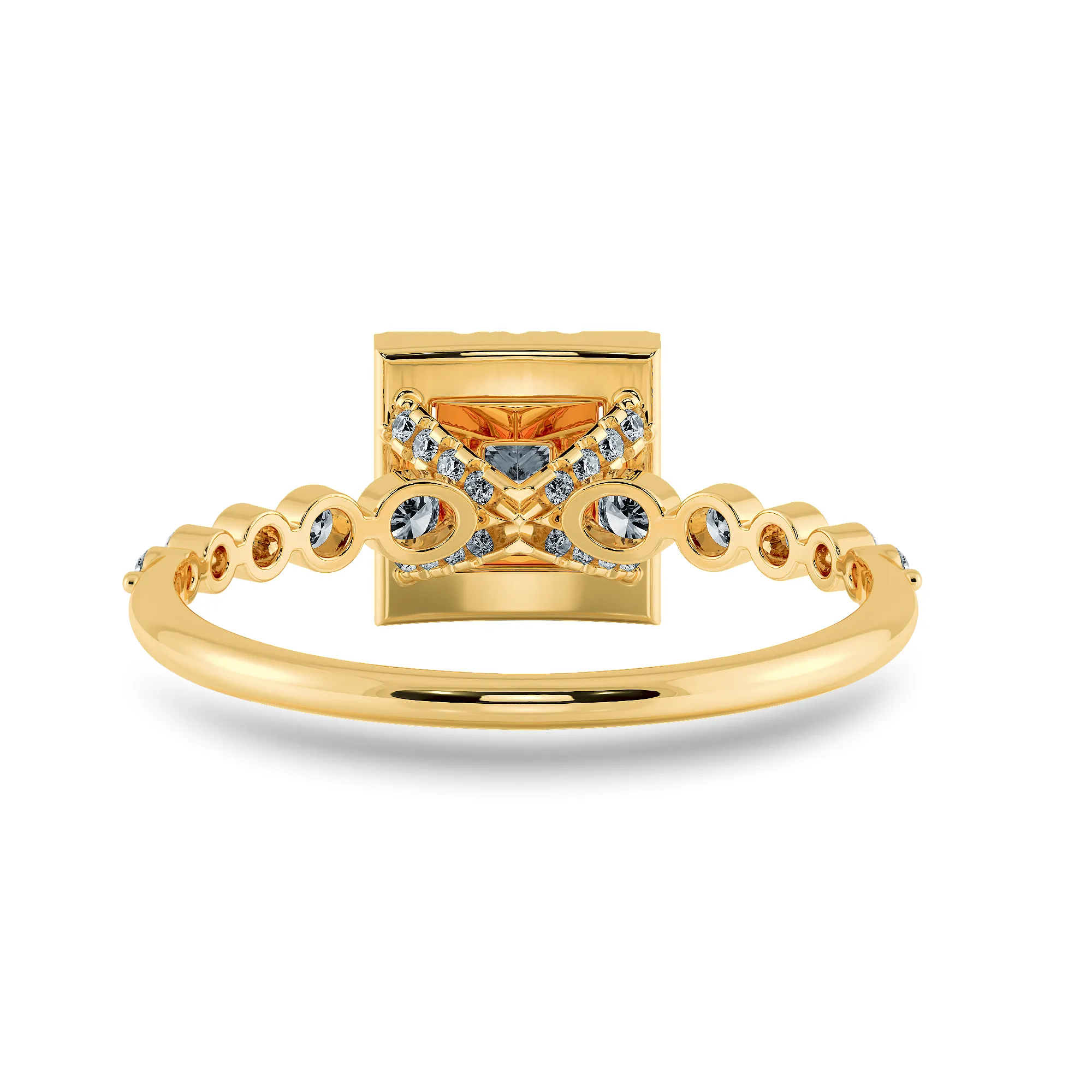 0.70cts. Princess Cut Solitaire Halo Diamond Accents 18K Yellow Gold Ring JL AU 2003Y-B