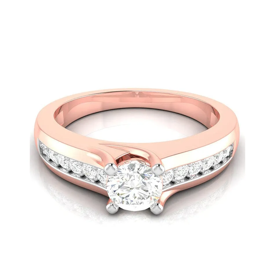 1-Carat Lab Grown Solitaire Diamond Accents 18K Rose Gold Ring JL AU LG G-119R-C