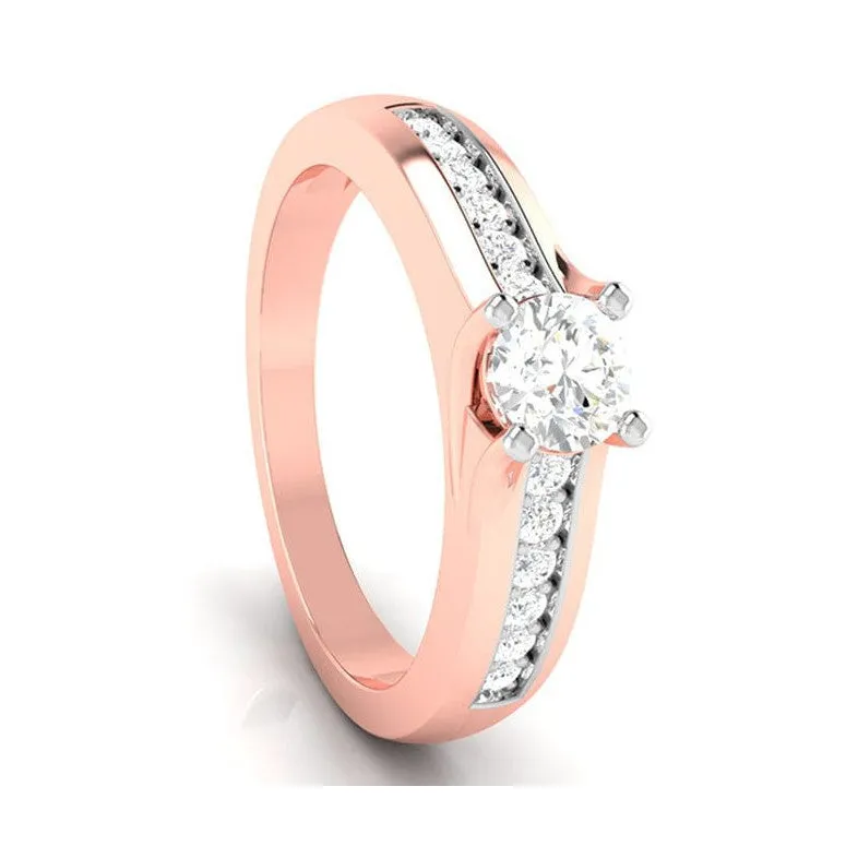 1-Carat Lab Grown Solitaire Diamond Accents 18K Rose Gold Ring JL AU LG G-119R-C
