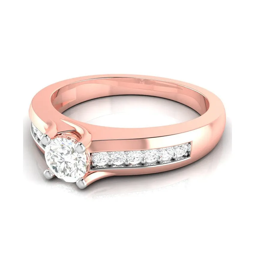 1-Carat Lab Grown Solitaire Diamond Accents 18K Rose Gold Ring JL AU LG G-119R-C