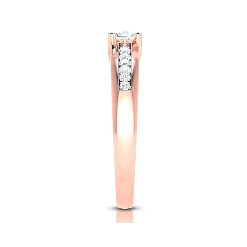 1-Carat Lab Grown Solitaire Diamond Accents 18K Rose Gold Ring JL AU LG G-119R-C