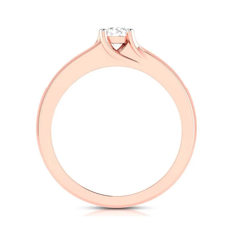 1-Carat Lab Grown Solitaire Diamond Accents 18K Rose Gold Ring JL AU LG G-119R-C