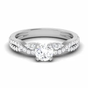 1-Carat Lab Grown Solitaire Double Shank Diamond Engagement Platinum Ring JL PT LG G 6994-B