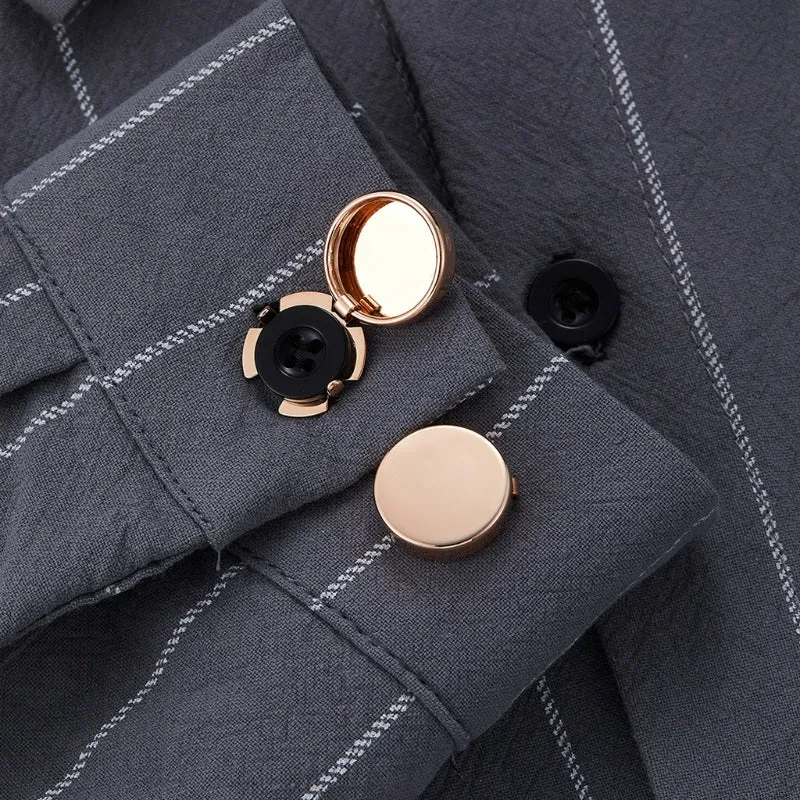 1 Pair Brass Round Cuff Button Cover Cuff Links
