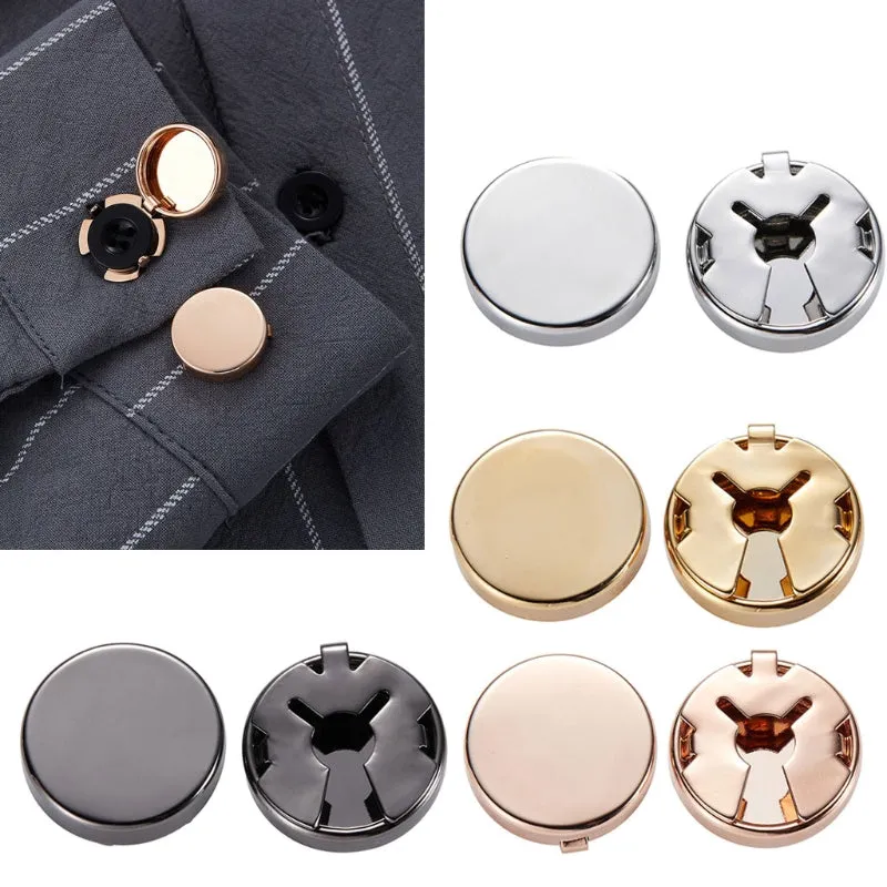 1 Pair Brass Round Cuff Button Cover Cuff Links