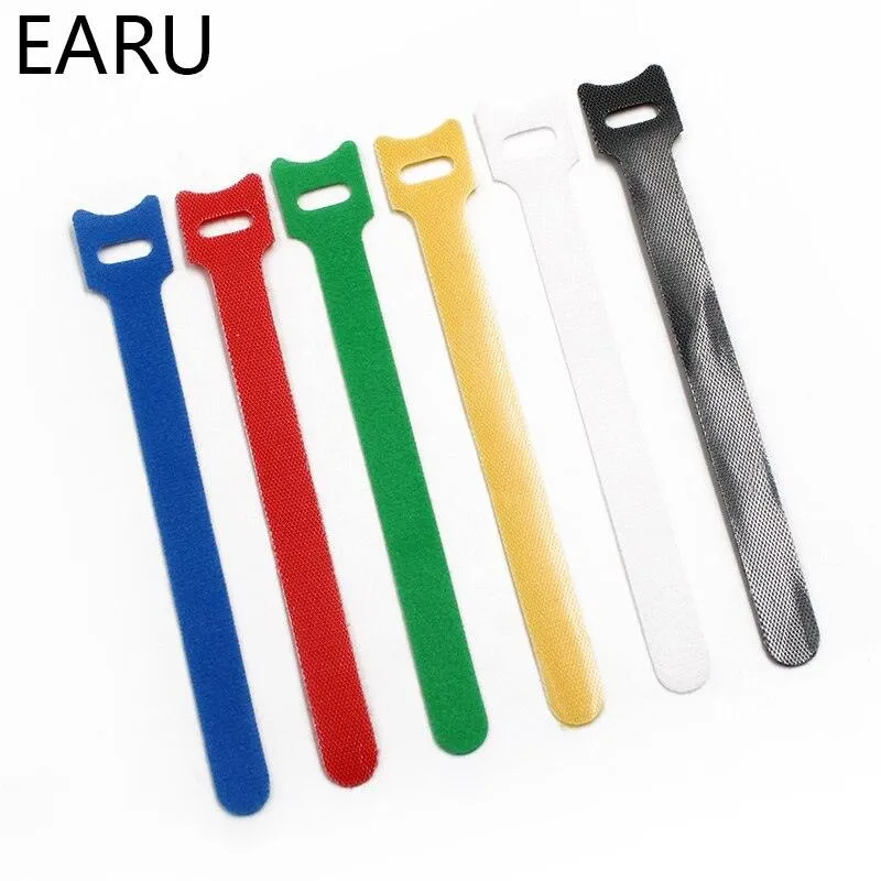 10pcs/lot 12*150mm Nylon Reusable Releasable Zip Cable Ties With Eyelet Holes Back To Back Wire Hook Loop Fastener Management